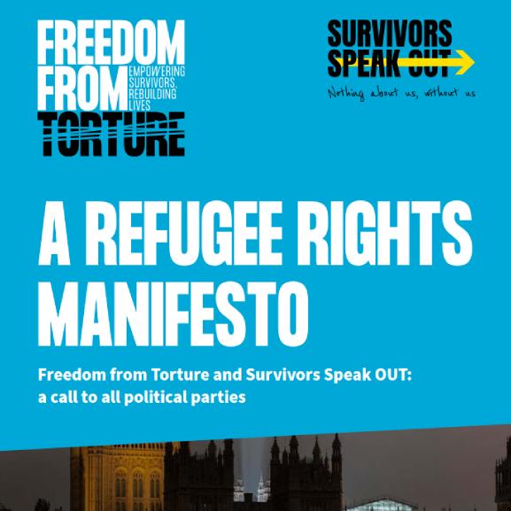 Front cover for report, saying "A refugee rights manifesto"
