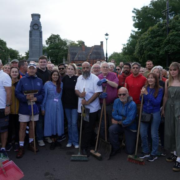 Multiple people stand in solidarity in Middlesborough