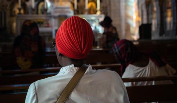 African lady in church 