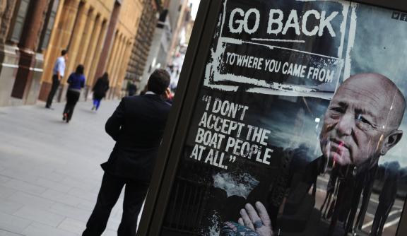 A poster promoting an Australian television documentary "Go back to where you came from"